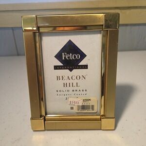 Vintage FETCO International Beacon Hill Solid Brass Lacquer Coated Picture Frame